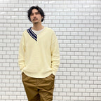 不對稱 V 針織 #白色 [SC2210-KN01]