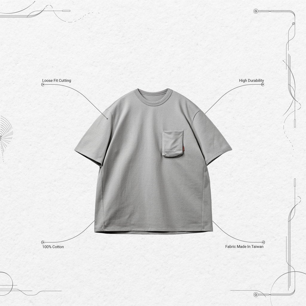 「Archetype-01」3D 口袋 T 卹 #L-灰色 [GOOPi-22SS-APR-04]