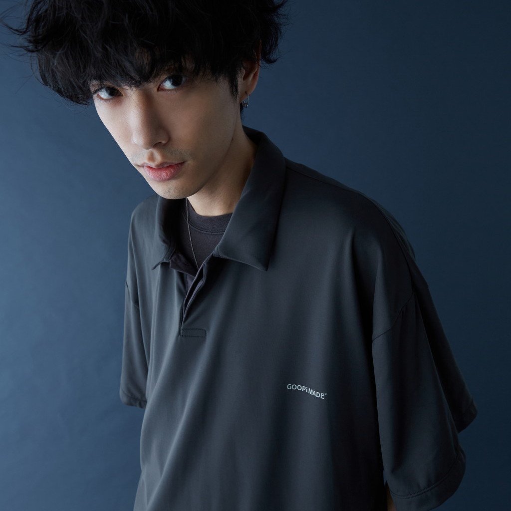 GOOPiMADE | グーピーメイド 「GNV-07」 Soft Box Polo Shirt #Asphalt