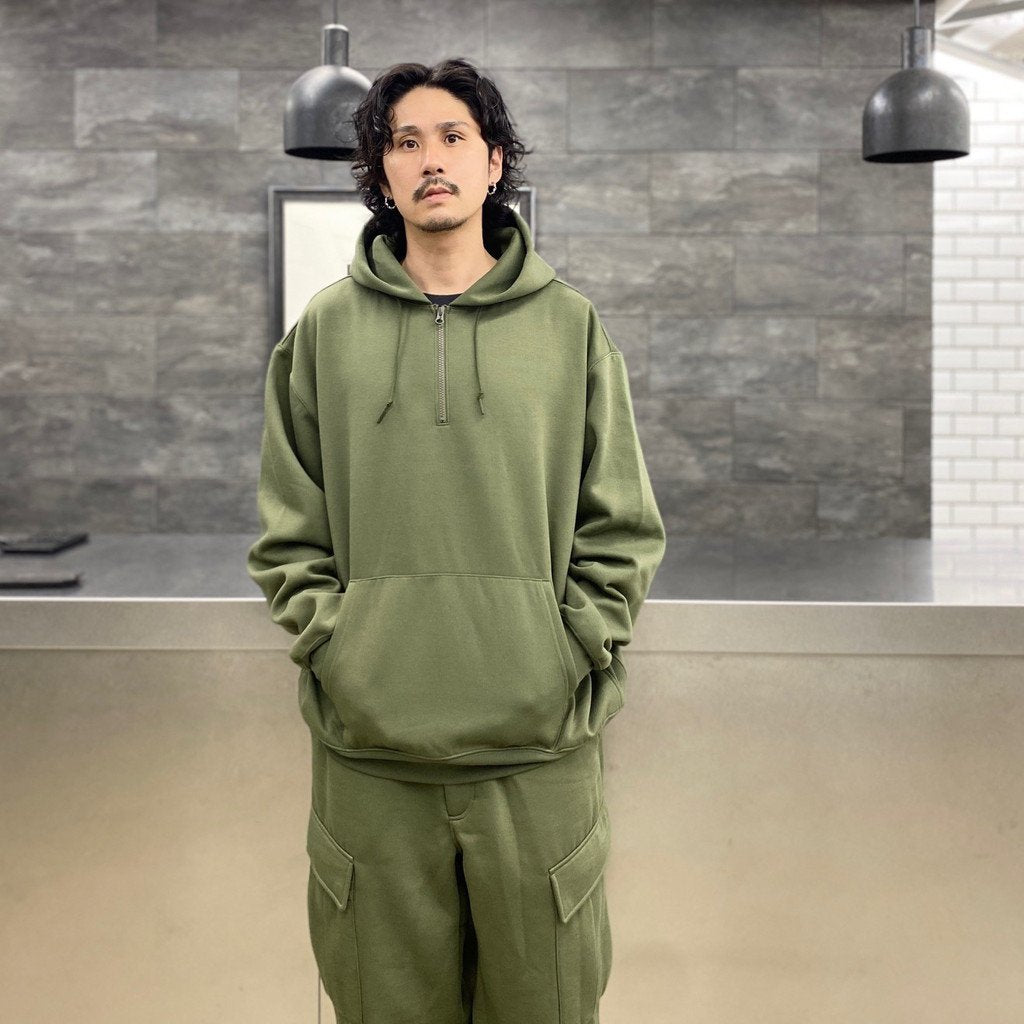 TECH HALF ZIP SWEAT SHIRTS #OLIVE GREEN [BE-51022W]