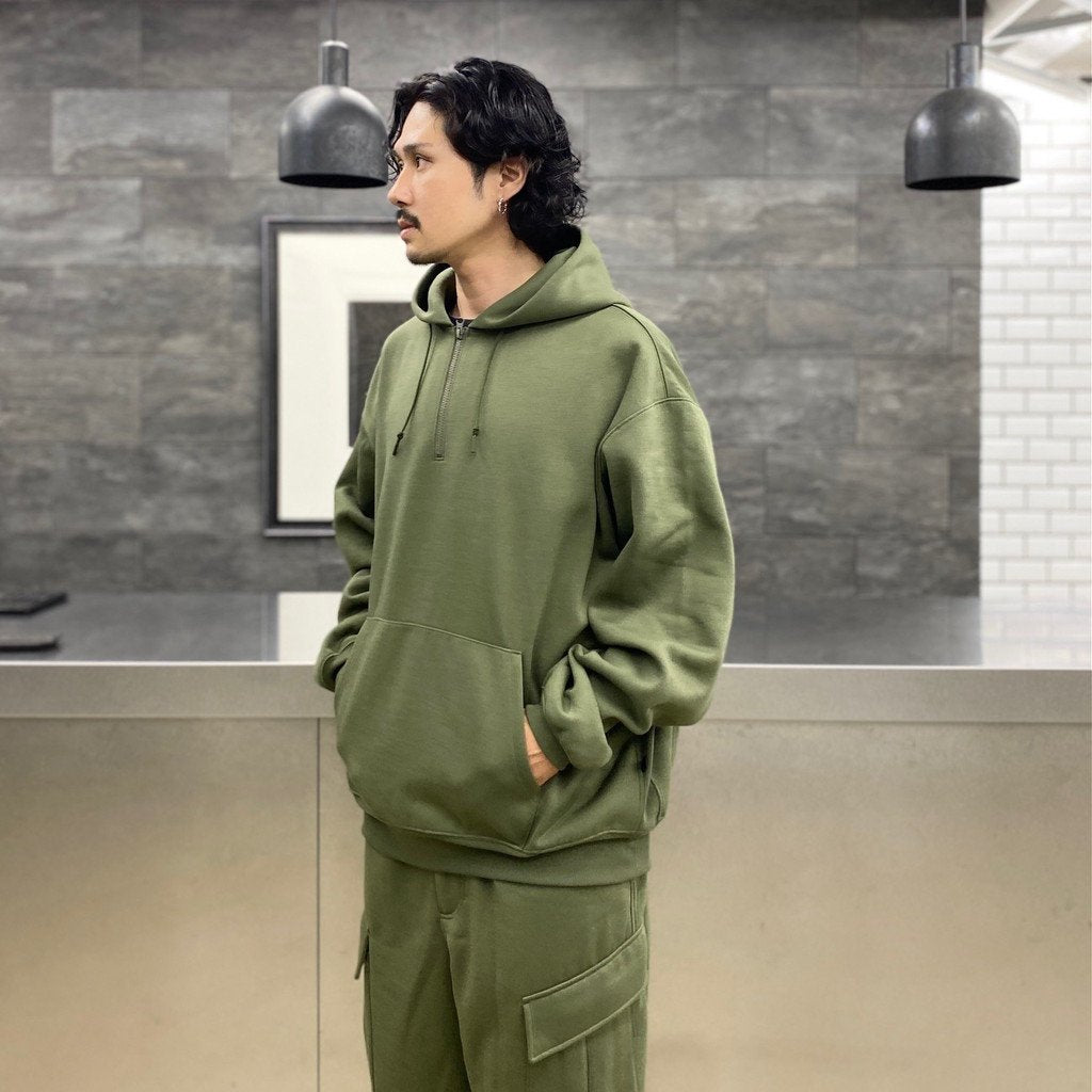 TECH HALF ZIP SWEAT SHIRTS #OLIVE GREEN [BE-51022W]