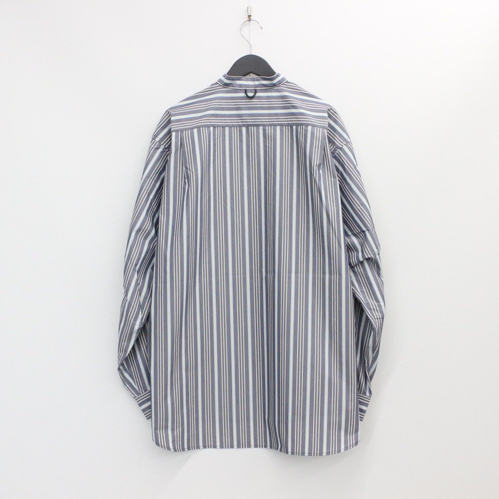 TECH BAND COLLAR SHIRTS L/S STRIPE #NAVY [BE-92022W]