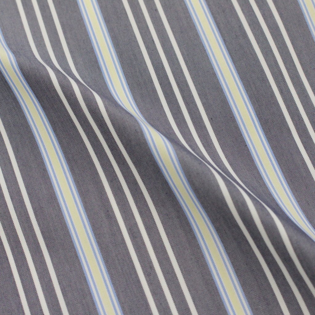 TECH BAND COLLAR SHIRTS L/S STRIPE #NAVY [BE-92022W]