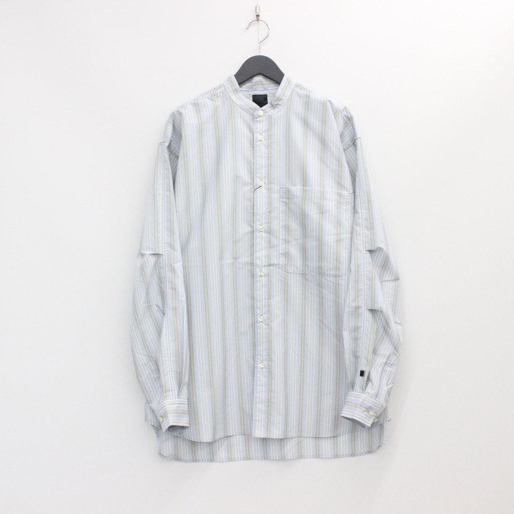 TECH BAND COLLAR SHIRT L/S STRIPE #SAX [BE-92022W]