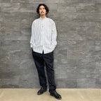 TECH BAND COLLAR SHIRT L/S STRIPE #SAX [BE-92022W]