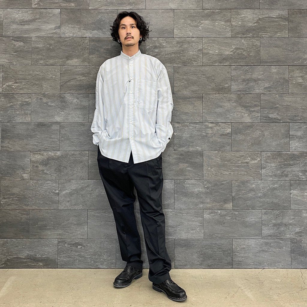TECH BAND COLLAR SHIRT L/S STRIPE #SAX [BE-92022W]