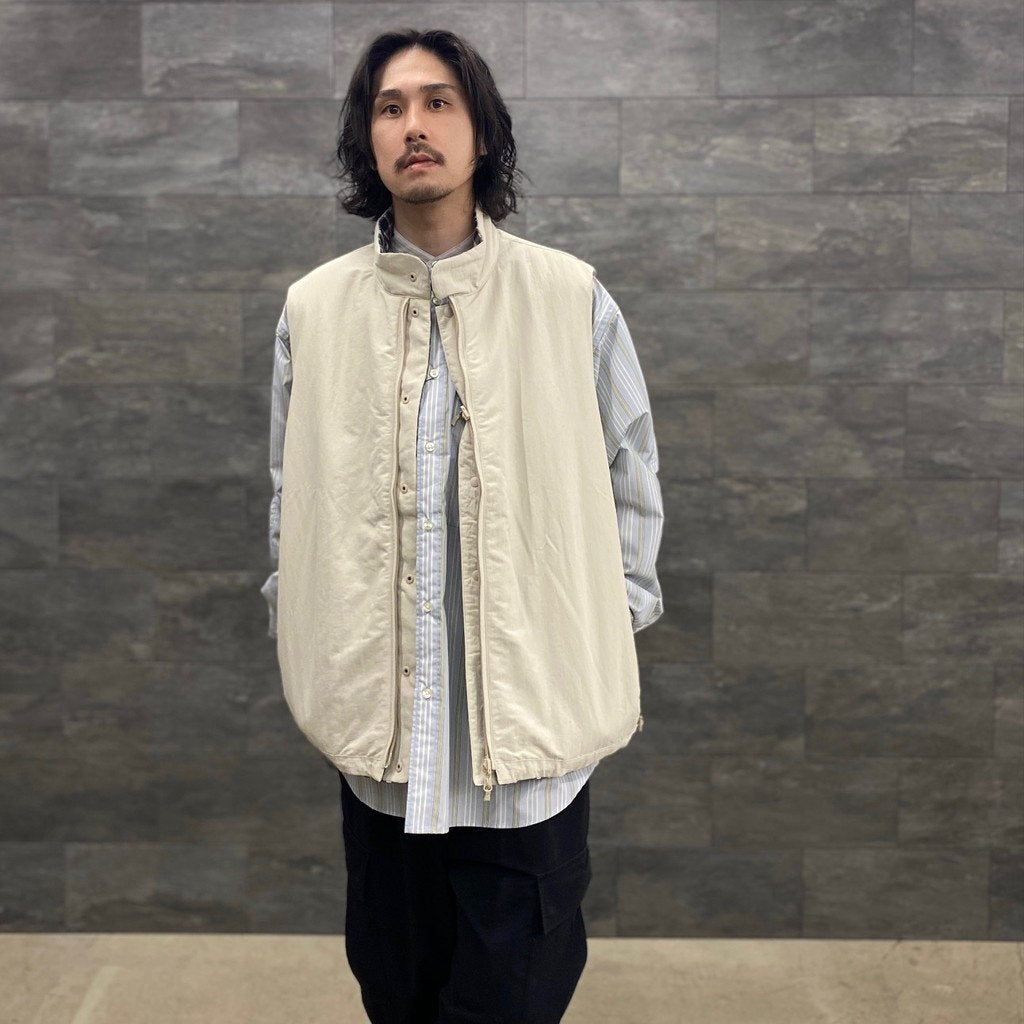 TECH BAND COLLAR SHIRT L/S STRIPE #SAX [BE-92022W]