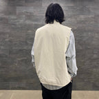 TECH BAND COLLAR SHIRT L/S STRIPE #SAX [BE-92022W]