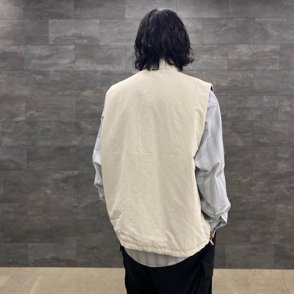 TECH BAND COLLAR SHIRT L/S STRIPE #SAX [BE-92022W]