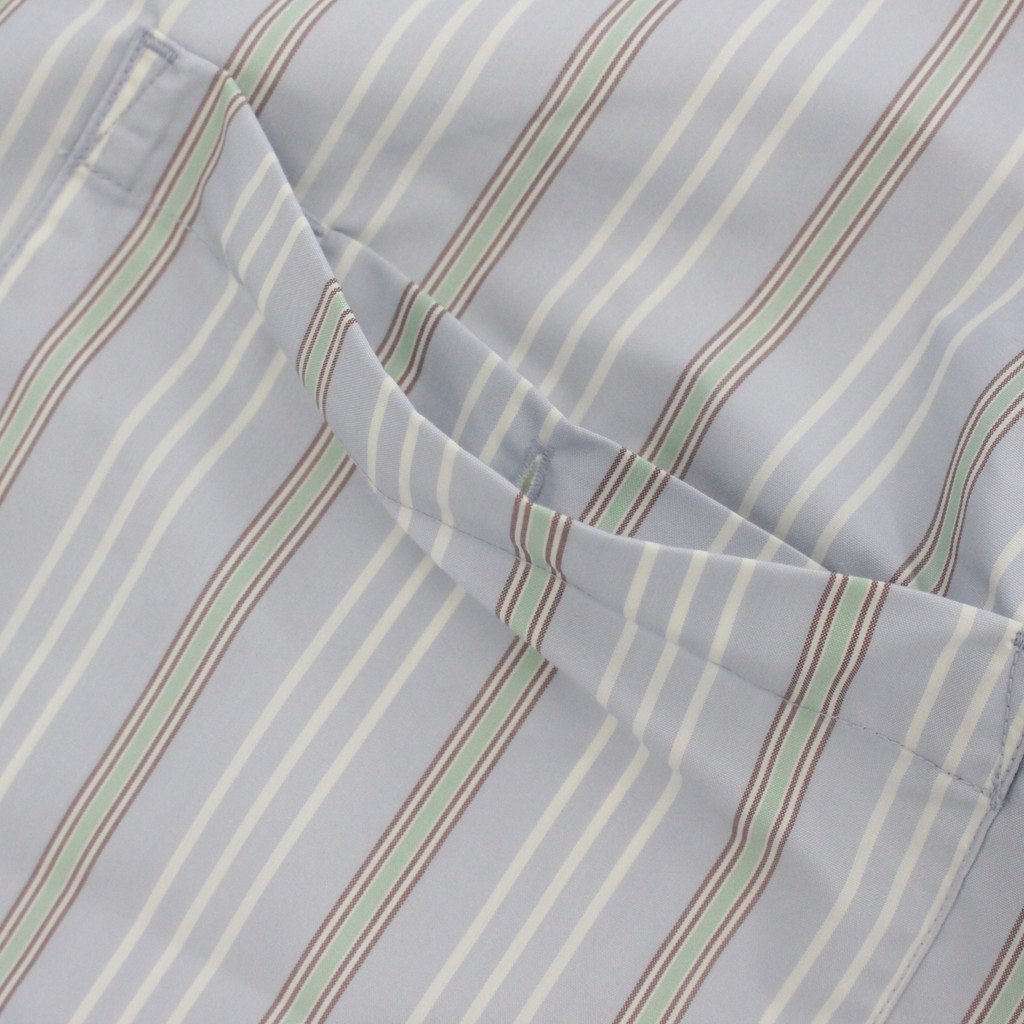 TECH BAND COLLAR SHIRT L/S STRIPE #SAX [BE-92022W]