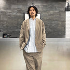 TECH BAND COLLAR SHIRT L/S STRIPE #SAX [BE-92022W]