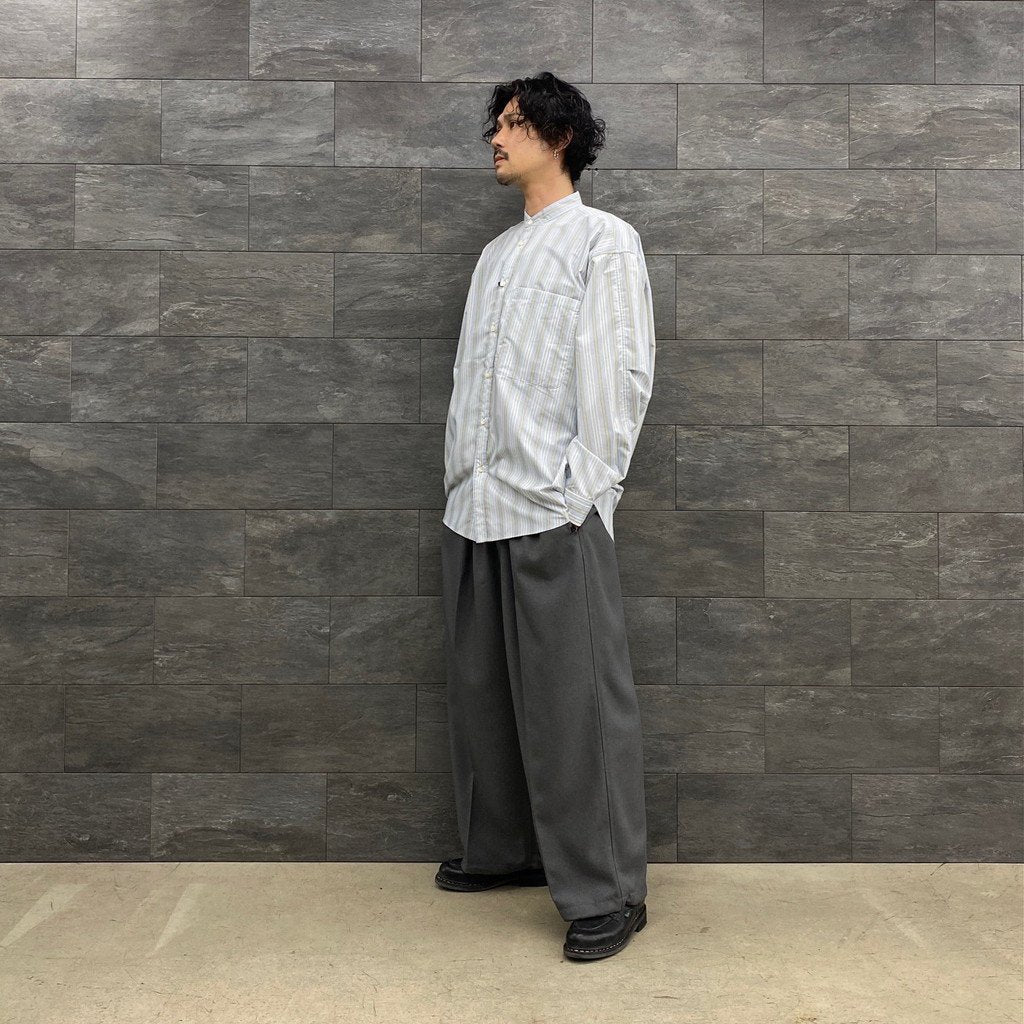 TECH BAND COLLAR SHIRT L/S STRIPE #SAX [BE-92022W]