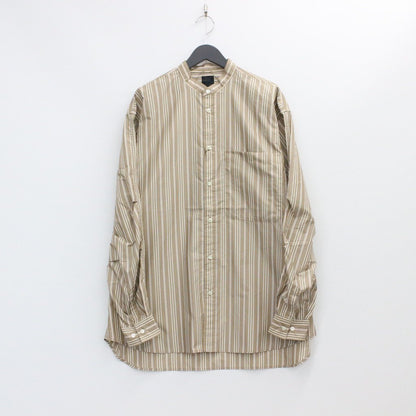 TECH BAND COLLAR SHIRT L/S STRIPE #BEIGE [BE-92022W]