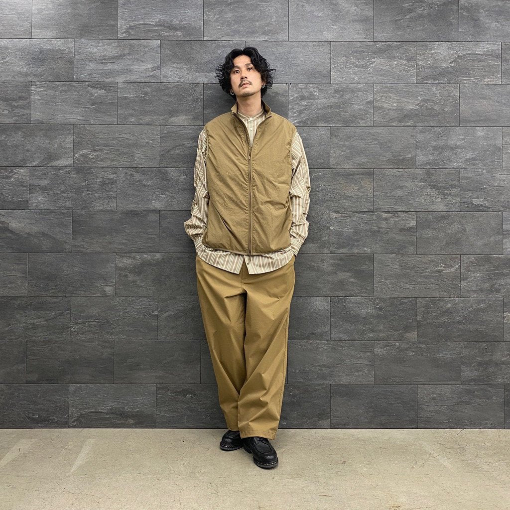 TECH BAND COLLAR SHIRTS L/S STRIPE #BEIGE [BE-92022W]