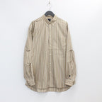 TECH BUTTON DOWN SHIRT L/S STRIPE #BEIGE [BE-89022W]