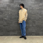 TECH BUTTON DOWN SHIRT L/S STRIPE #BEIGE [BE-89022W]