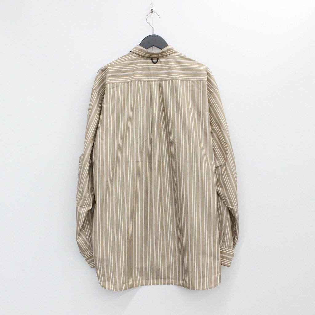 TECH BUTTON DOWN SHIRT L/S STRIPE #BEIGE [BE-89022W]