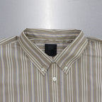 TECH BUTTON DOWN SHIRT L/S STRIPE #BEIGE [BE-89022W]