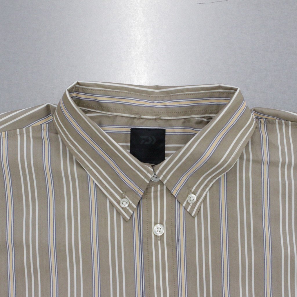 TECH BUTTON DOWN SHIRT L/S STRIPE #BEIGE [BE-89022W]