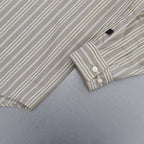 TECH BUTTON DOWN SHIRT L/S STRIPE #BEIGE [BE-89022W]