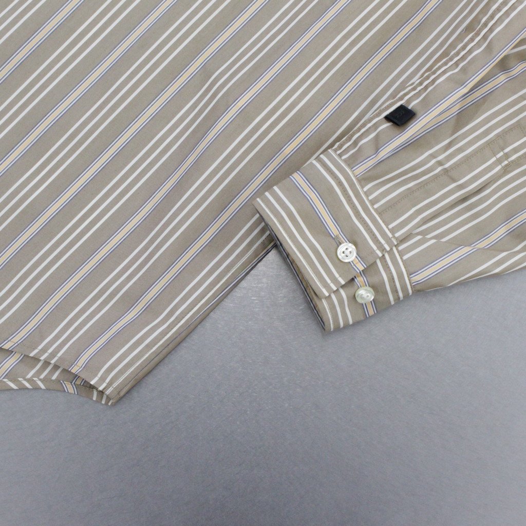TECH BUTTON DOWN SHIRT L/S STRIPE #BEIGE [BE-89022W]