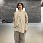 TECH BUTTON DOWN SHIRT L/S STRIPE #BEIGE [BE-89022W]