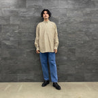 TECH BUTTON DOWN SHIRT L/S STRIPE #BEIGE [BE-89022W]