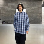 科技感常規領襯衫 L/S 格紋 #NAVY 格紋 [BE-85022W]