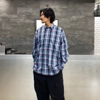 科技感常規領襯衫 L/S 格紋 #NAVY 格紋 [BE-85022W]