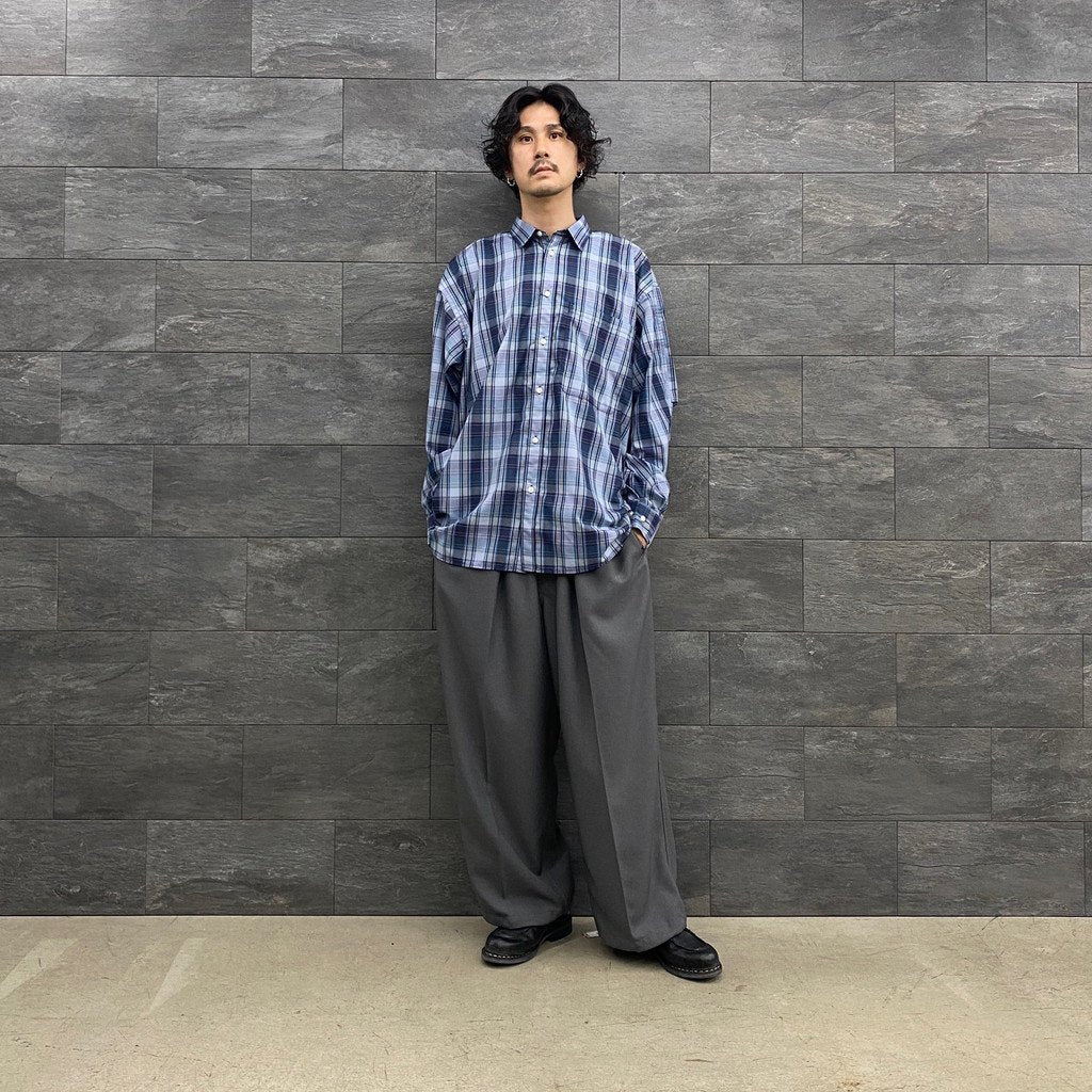 科技感常規領襯衫 L/S 格紋 #NAVY 格紋 [BE-85022W]