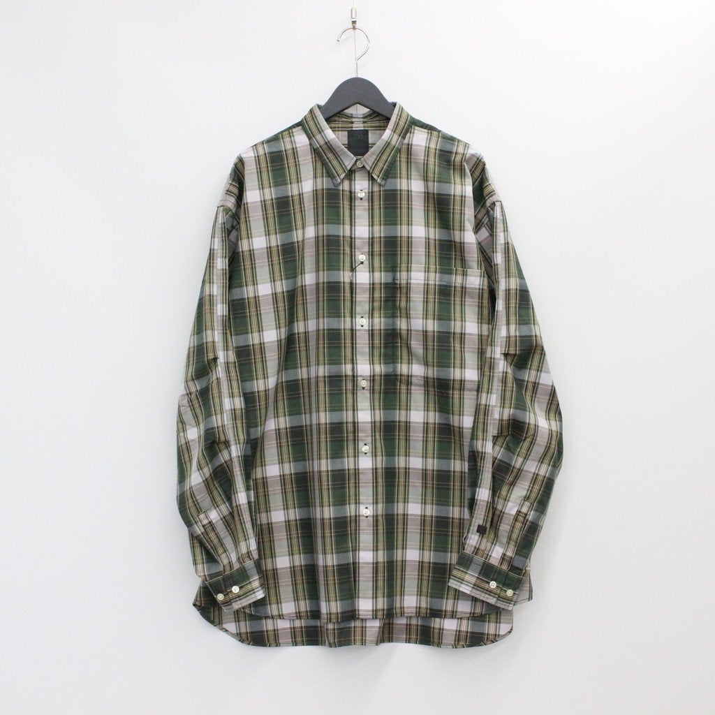 TECH REGULAR COLLAR SHIRTS L/S PLAIDS #GREEN CHECK [BE-85022W]