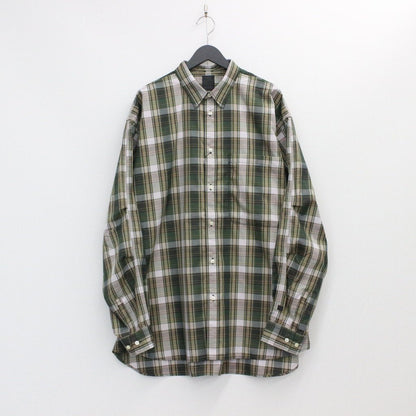 TECH REGULAR COLLAR SHIRTS L/S PLAIDS #GREEN CHECK [BE-85022W]