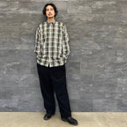 TECH REGULAR COLLAR SHIRTS L/S PLAIDS #GREEN CHECK [BE-85022W]