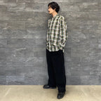TECH REGULAR COLLAR SHIRTS L/S PLAIDS #GREEN CHECK [BE-85022W]