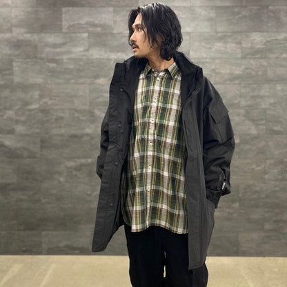 TECH REGULAR COLLAR SHIRT L/S PLAIDS #GREEN CHECK [BE-85022W]