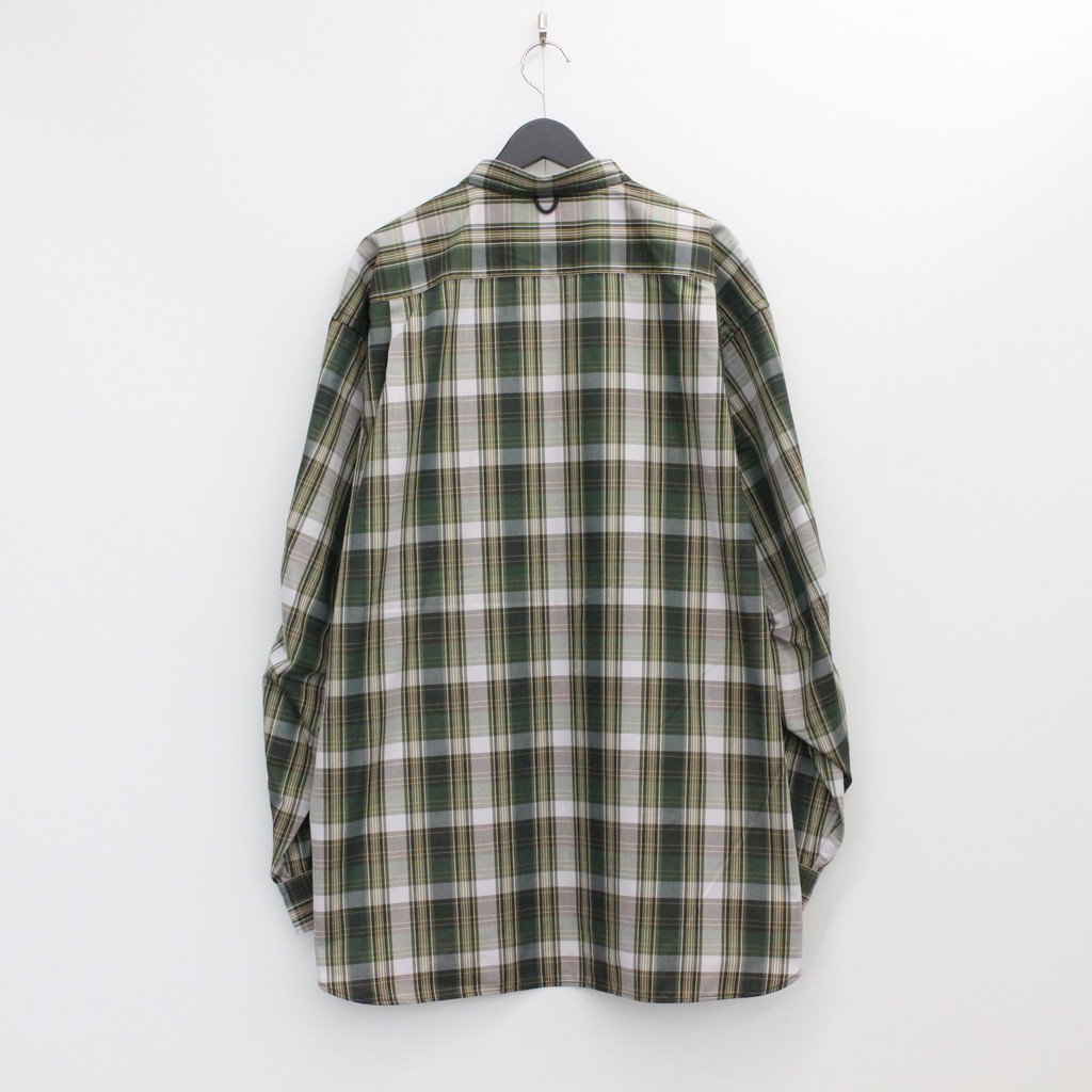 TECH REGULAR COLLAR SHIRTS L/S PLAIDS #GREEN CHECK [BE-85022W]