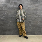 TECH REGULAR COLLAR SHIRTS L/S PLAIDS #GREEN CHECK [BE-85022W]
