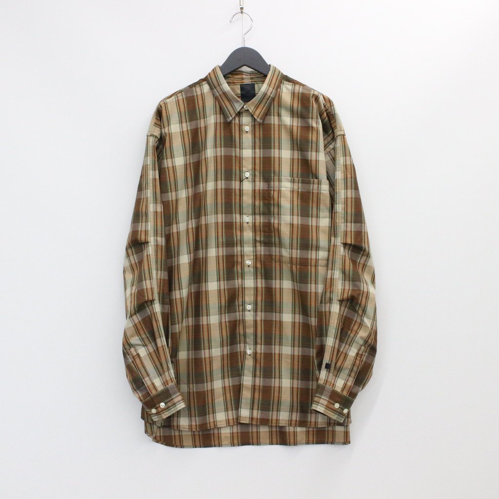 TECH REGULAR COLLAR SHIRTS L/S PLAIDS #BROWN CHECK [BE-85022W]