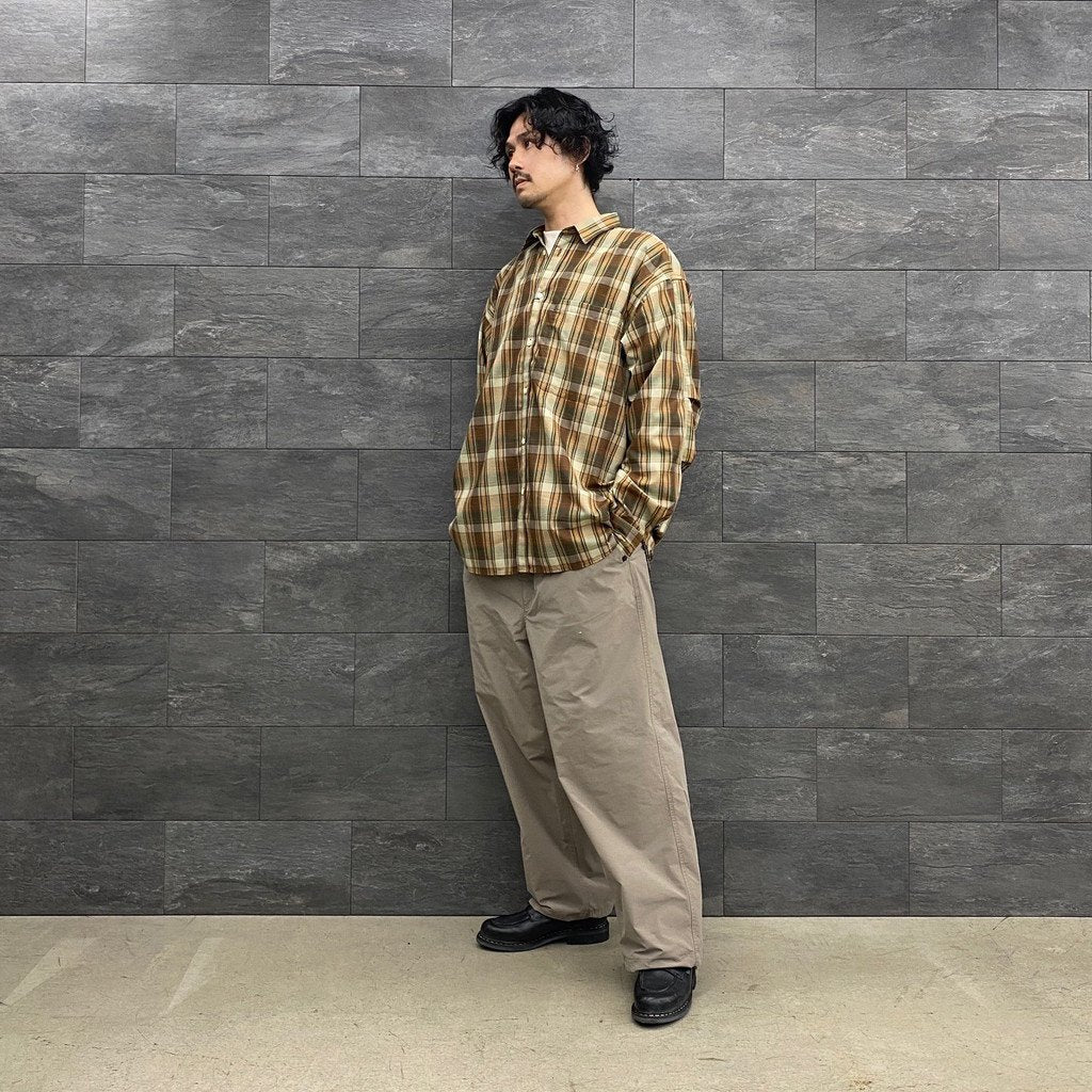 科技感常規領襯衫 L/S 格紋 #棕色格紋 [BE-85022W]