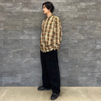 科技感常規領襯衫 L/S 格紋 #棕色格紋 [BE-85022W]