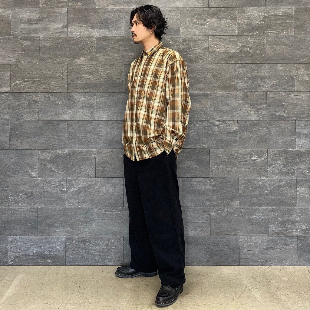 科技感常規領襯衫 L/S 格紋 #棕色格紋 [BE-85022W]