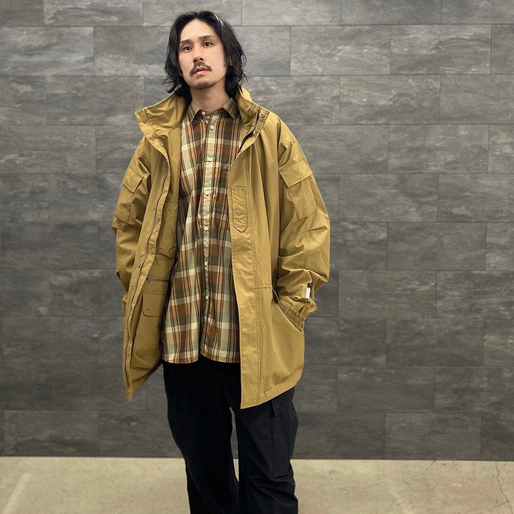 科技感常規領襯衫 L/S 格紋 #棕色格紋 [BE-85022W]