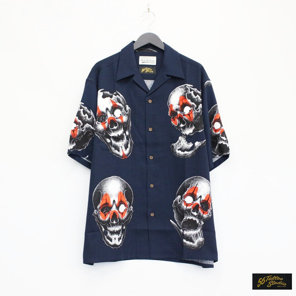 56 TATTOO STUDIO | S/S HAWAIIAN SHIRT #NAVY [56TS-WM-HI08]