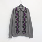 ARGYLE ITALIAN KNIT CARDIGAN #CHARCOAL [22AW-FS-17]