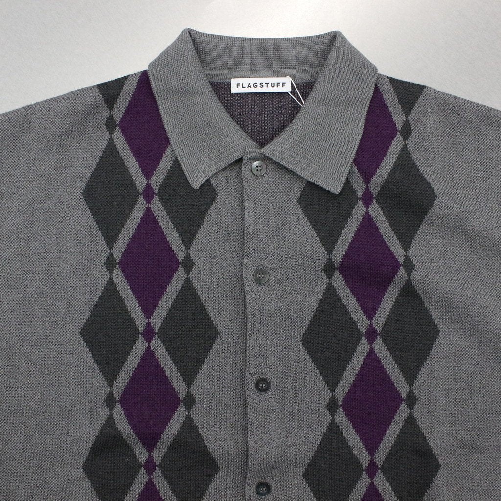 ARGYLE ITALIAN KNIT CARDIGAN #CHARCOAL [22AW-FS-17]