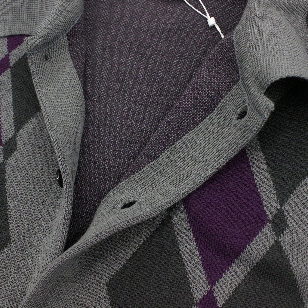 ARGYLE ITALIAN KNIT CARDIGAN #CHARCOAL [22AW-FS-17]