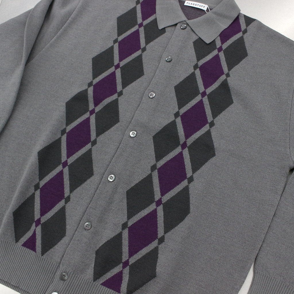 ARGYLE ITALIAN KNIT CARDIGAN #CHARCOAL [22AW-FS-17]