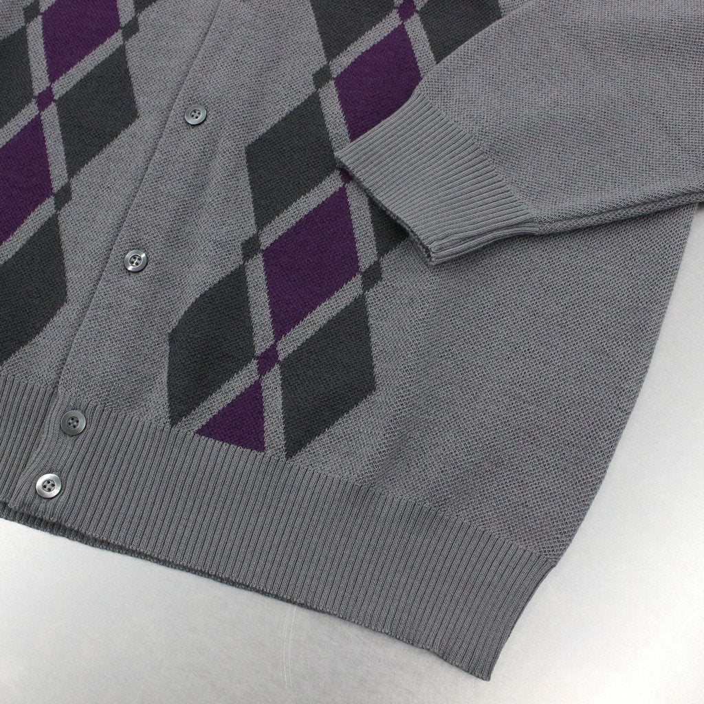 ARGYLE ITALIAN KNIT CARDIGAN #CHARCOAL [22AW-FS-17]