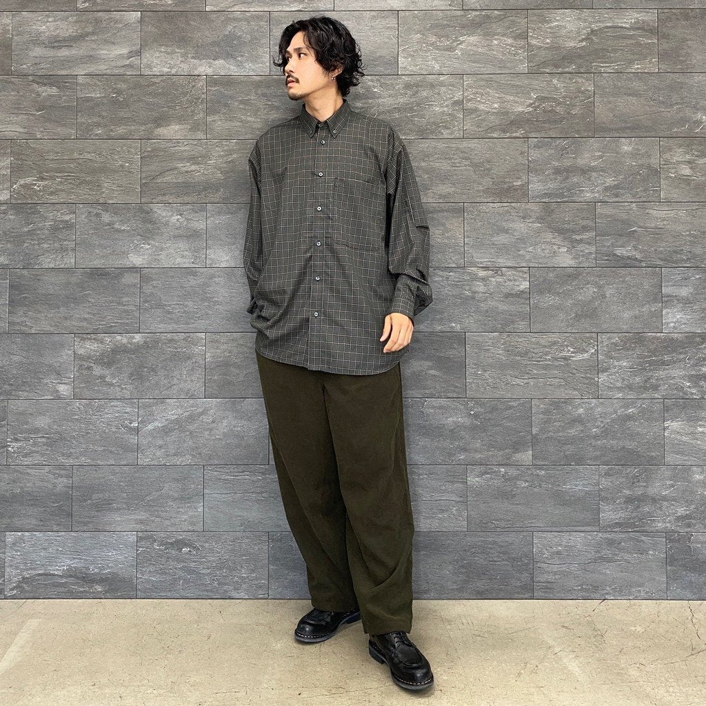 TECH BUTTON DOWN SHIRT L/S TARTAN PLAIDS #GREEN [BE-88022W]