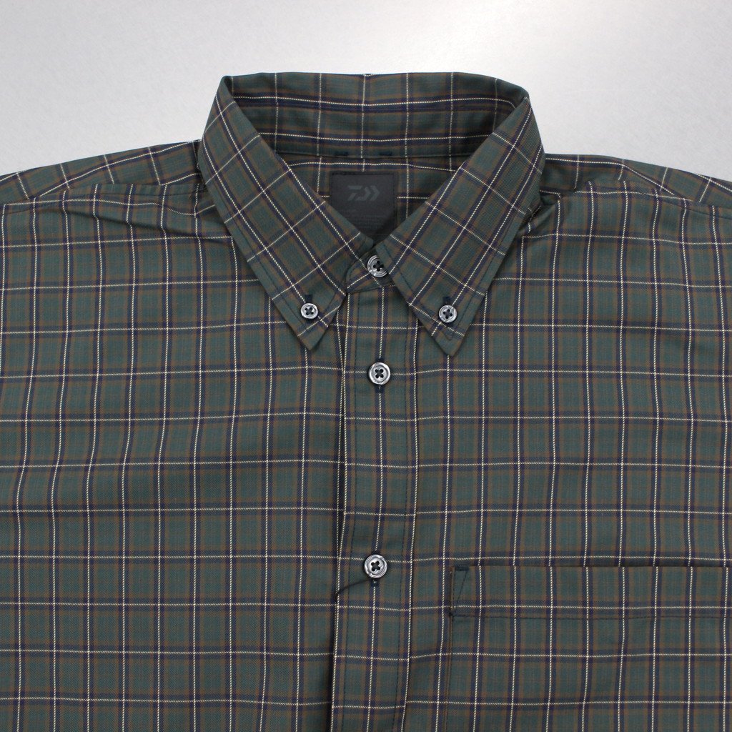 TECH BUTTON DOWN SHIRTS L/S TARTAN PLAIDS #GREEN [BE-88022W]